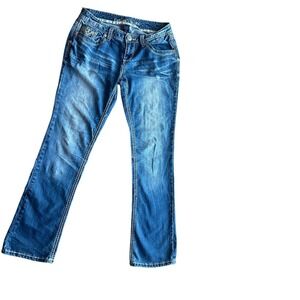 Rhythm in Blues Y2K Jeans Womens Size‎ 2 Short Embellished Pockets Denim Bootcut